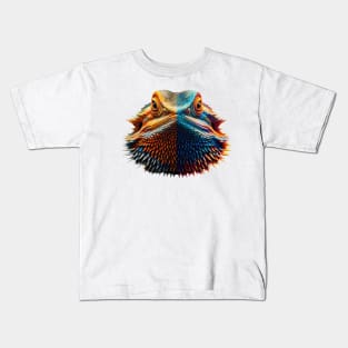 Bearded Dragon Headshot - Split Multicolor Kids T-Shirt